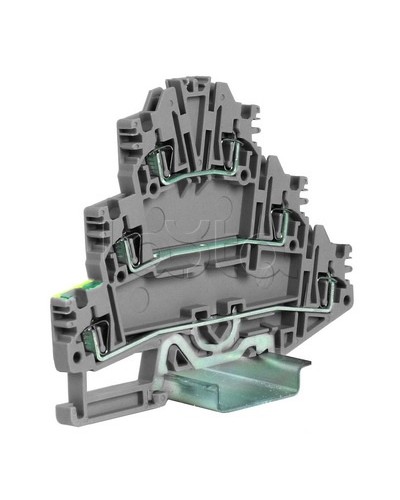 Зажим трех-уровневый c заземлением на нижнем уровне 2,5 кв.мм, серый DKC ZHL500GR в Махачкале Держатели, клипсы, скобы Pintop.ru