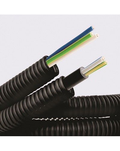 Электротруба ПНД гибкая гофр. д.16мм, цвет черный, с кабелем ВВГнг(А)-LS 3х1,5мм² РЭК ГОСТ+, 50м DKC 7L71650 в Махачкале Труба гофрированная Pintop.ru