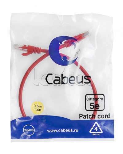 Патч-корд медный U/UTP кат.5е (0,5м) LSZH (красный) Cabeus (PC-UTP-RJ45-Cat.5e-0.5m-RD-LSZH) в Махачкале Патчкорды (медные) Pintop.ru