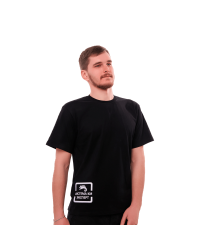 Футболка с логотипом СИСТЕМА КМ размер M черная КМ-профиль (T-shirt-KM-M-black) в Махачкале Монтажные материалы Pintop.ru