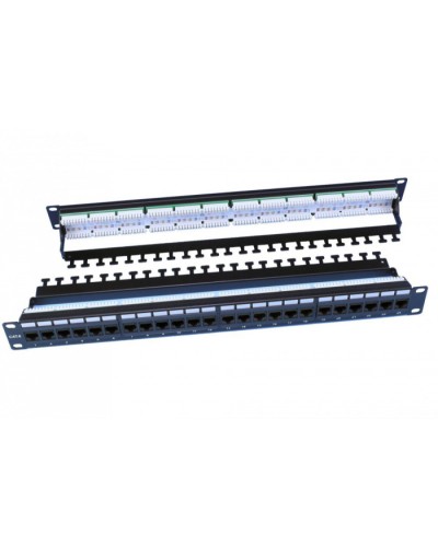 Патч-панель 19, 1U, 24 порта RJ-45, категория 6, Dual IDC, цвет черный Hyperline PP3-19-24-8P8C-C6-110D в Махачкале Патч панель Pintop.ru