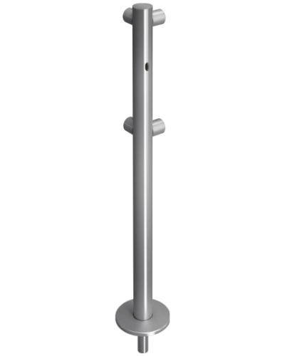 Стойка ограждения съемная L-образная с отверстием под фиксатор, 2 муфты слева Oxgard ВЗР 1996Р.21-06 в Махачкале Ограждения Pintop.ru