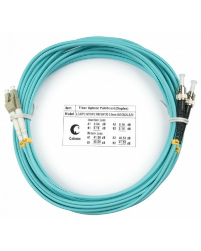 Шнур оптический duplex LC-ST 50/125 mm OM3 10м LSZH Cabeus FOP-50-LC-ST-10m в Махачкале Патч-корды и пигтейлы Pintop.ru