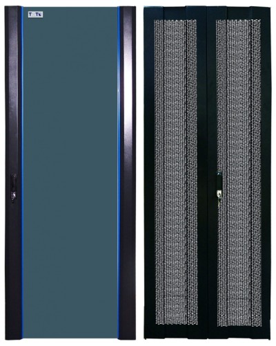 Комплект дверей 42U, 600 мм, черный, передняя - стекло, задняя - распашная перфорированна TWT TWT-CBB-DR42-6x-S-GP в Махачкале Аксессуары для стоек и шкафов Pintop.ru