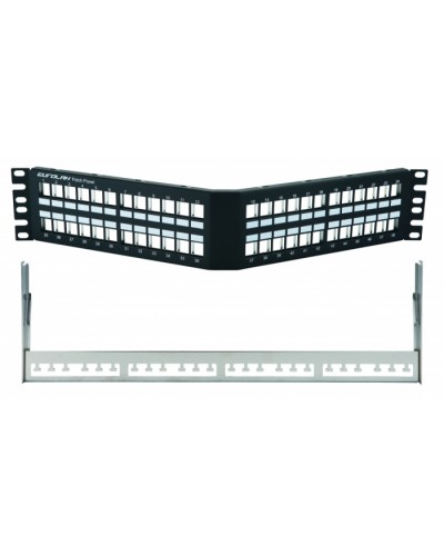 Коммутационная угловая панель 19” наборная, FTP, 2U, 48 портов, черный Eurolan (27A-00-48BL) в Махачкале Патч-панели Pintop.ru