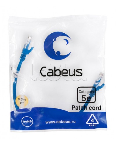 Патч-корд медный U/UTP кат.5е (0,3м) LSZH (синий) Cabeus (PC-UTP-RJ45-Cat.5e-0.3m-BL-LSZH) в Махачкале Патчкорды (медные) Pintop.ru
