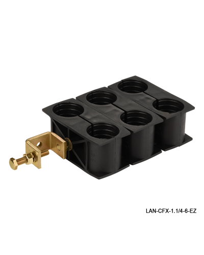 Комплект крепления для 6-ти коаксиальных кабелей диаметром 1-1/4, со струбциной LANMASTER LAN-CFX-1.1/4-6-EZ в Махачкале Аксессуары для стоек и шкафов Pintop.ru