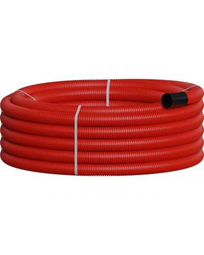 NR050 Двустенная труб.а ПНД гибкая, тип 450, SN26, с зондом, D50мм (20м) цвет красный Экопласт 801050-20 в Махачкале Гладкая труба Pintop.ru