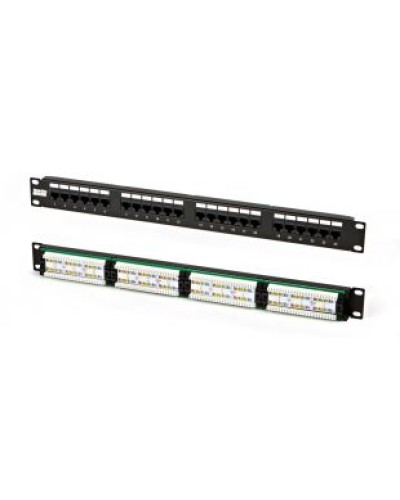 Патч-панель высокой плотности 19, 0.5U, 24 порта RJ-45, категория 5e, Dual IDC Hyperline PPHD-19-24-8P8C-C5e-110D в Махачкале Патч панель Pintop.ru