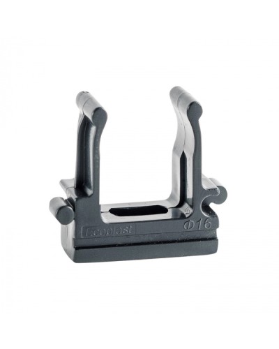 CF16G Держатель (клипса), без галогена, для труб D16мм, цвет чёрный (50шт)Экопласт (41716-50HF-BL) в Махачкале Держатели, клипсы, скобы Pintop.ru