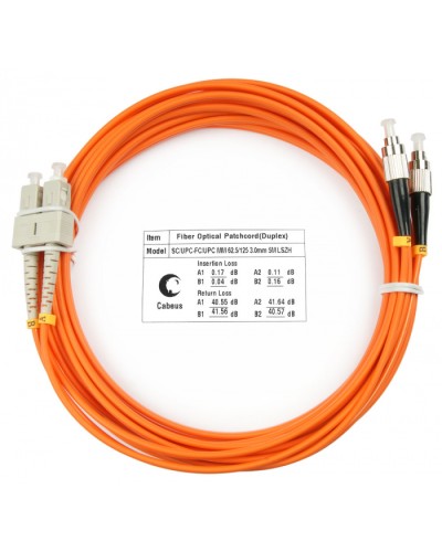 Шнур оптический duplex SC-FC 62,5/125 mm 10м LSZH Cabeus FOP-62-SC-FC-10m в Махачкале Патч-корды оптические Pintop.ru