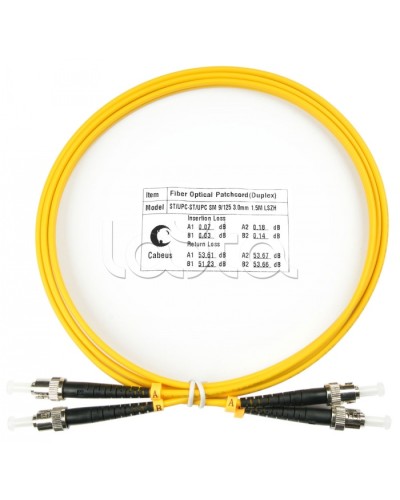 Шнур оптический duplex ST-ST 9/125 sm 1,5м LSZH Cabeus FOP(d)-9-ST-ST-1,5m в Махачкале Патч-корды оптические Pintop.ru