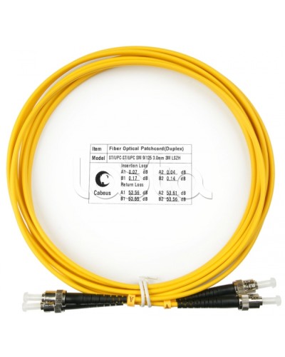Шнур оптический duplex ST-ST 9/125 sm 3м LSZH Cabeus FOP(d)-9-ST-ST-3m в Махачкале Патч-корды оптические Pintop.ru