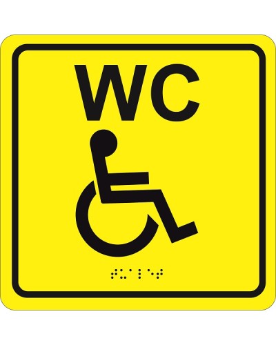 Табличка тактильная Hostcall MP-010Y3Туалет для инвалидов (200x200мм) желтый в Махачкале Система оповещения и трансляции Hostcall Pintop.ru