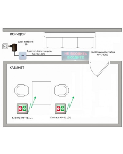 Радиокомплект светового и звукового вызова Hostcall MP-911W2 в Махачкале Система оповещения и трансляции Hostcall Pintop.ru