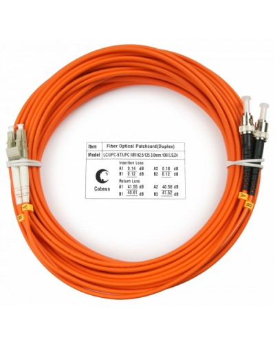 Шнур оптический duplex LC-ST 62,5/125 mm 15м LSZH Cabeus FOP-62-LC-ST-15m в Махачкале Патч-корды оптические Pintop.ru