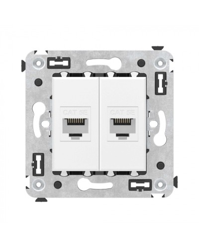 Компьютерная розетка RJ-45 без шторки в стену, кат.5е двойная, Avanti, Белое облако DKC 4400664 в Махачкале Розетки компьютерные и телефонные Pintop.ru