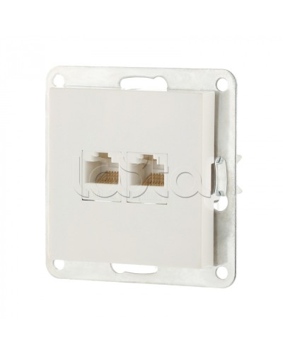 Розетка компьютерная двойная 2хRJ-45 кат.5е с накладкой (белый) LK80 Экопласт (846204-1) в Махачкале Розетки компьютерные и телефонные Pintop.ru