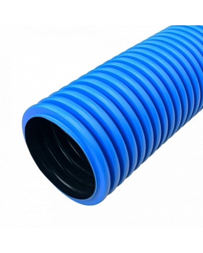 Труба гофрированная двустенная ПНД жесткая тип 450 (SN9) синяя д125 6м (36м/уп) Промрукав в Махачкале Труба гофрированная Pintop.ru
