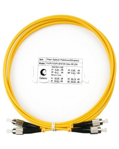 Шнур оптический duplex FC-FC 9/125 sm 2м LSZH Cabeus FOP(d)-9-FC-FC-2m в Махачкале Патч-корды оптические Pintop.ru