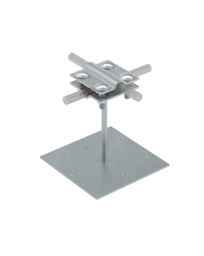 Приклеиваемый держатель с крестообразным соединителем для прутка Ø 5-12 мм и полосы до 20 мм H150 мм CU КМ-профиль (PDX-H150-D5-12-B20 CU) в Махачкале Монтажные материалы Pintop.ru