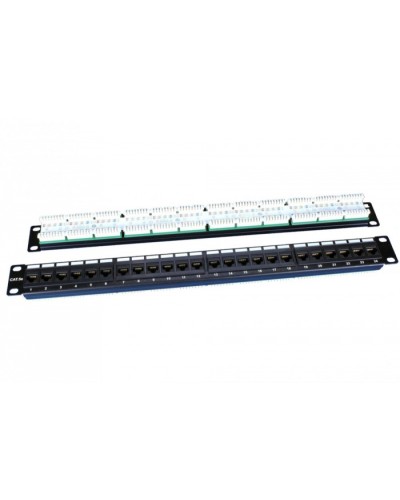 Патч-панель 19, 1U, 24 порта RJ-45, категория 5e, Dual IDC, ROHS, цвет черный Hyperline PP3-19-24-8P8C-C5E-110D в Махачкале Патч панель Pintop.ru