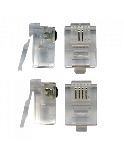 Коннектор телефонный RJ11, 4P4C, 100 шт. TWT (TWT-PL11-4P4C/100) в Махачкале Коннекторы и разъемы Pintop.ru