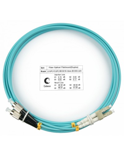 Шнур оптичесикй duplex LC-FC 50/125 MM OM3 1,5 м LSZH Cabeus FOP-50-LC-FC-1.5M в Махачкале Патч-корды оптические Pintop.ru