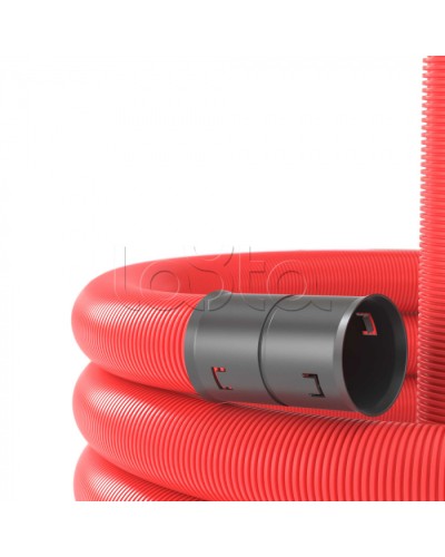 Двустенная труба ПНД D90мм без протяжки (50м уп) красная DKC (120990) в Махачкале Труба гофрированная Pintop.ru