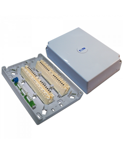 Настенная коробка с установленными плинтами, 2 размыкаемых плинта, 20 пар, пластик TWT (TWT-DB10-2P-DIS) в Махачкале Кросс оптический Pintop.ru