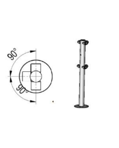 Стойкаограждения с отверстием под фиксаторi-образная, 4 муфты Oxgard Стойкаограждения с отверстием под фиксатор i-образная (ВЗР 1996.09.42) в Махачкале Ограждения Pintop.ru