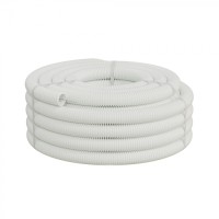 Труба ПП HF-FR гофрир. тяжелая, с зондом, без галогена, ПЛЛ 32мм Экопласт (61132HFR-W) - Труба ПП HF-FR гофрир. тяжелая, с зондом, без галогена, ПЛЛ диам.32мм ПВ-0 (25м) цвет белый 1 палл.=1200м Экопласт