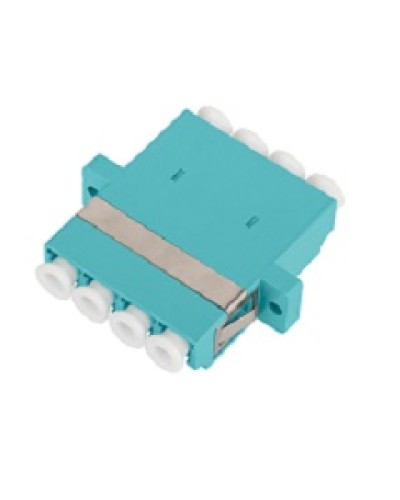 Адаптер NIKOMAX волоконно-оптический, соединительный, многомодовый, стандарта OM3, LC/UPC-LC/UPC, квадро, пластиковый, без шторки, с фланцами, аква, уп-ка 2шт. в Махачкале Проходные адаптеры и розетки оптические Pintop.ru