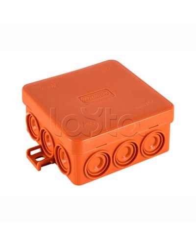 JBL085 Коробка огн. E110, о/п 85х85х38мм, без галогена, 12 вых., IP55, 3P, (1,5-10,0 мм2), цвет оранж. Экопласт (43795HF) в Махачкале Коробки (ОКЛ) Экопласт Pintop.ru