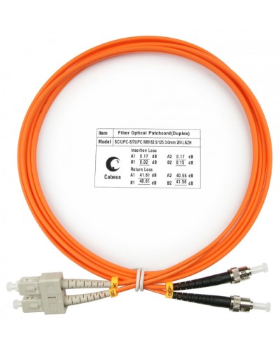 Шнур оптический duplex SC-ST 62,5/125 mm 2м LSZH Cabeus FOP-62-SC-ST-2m в Махачкале Патч-корды оптические Pintop.ru