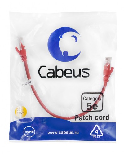 Патч-корд медный U/UTP кат.5е (0,3м) LSZH (красный) Cabeus (PC-UTP-RJ45-Cat.5e-0.3m-RD-LSZH) в Махачкале Патчкорды (медные) Pintop.ru