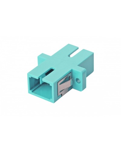 Оптический адаптер OM3, симплекс SC, с фланцами, бирюзовый Eurolan (36A-30-SC-02AQ) в Махачкале Проходные адаптеры и розетки оптические Pintop.ru