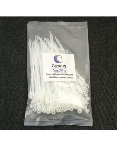 Стяжка нейлоновая неоткрывающаяся, безгалогенная (halogen free), 150x3.6мм, под винт (100 шт) Cabeus GTSC-150 в Махачкале Стяжки-хомуты Pintop.ru