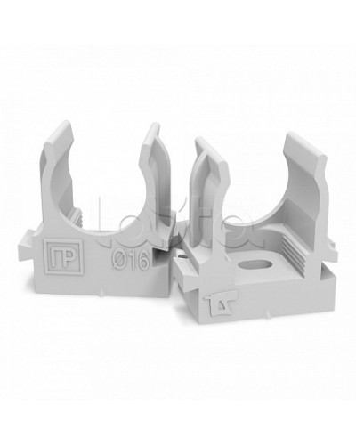 Крепеж-клипса для труб атмосферостойкая для монтажного пистолета серая в п/э d16 мм (100шт/1100шт уп/кор) Промрукав (PR13.0401) в Махачкале Держатели, клипсы, скобы Pintop.ru