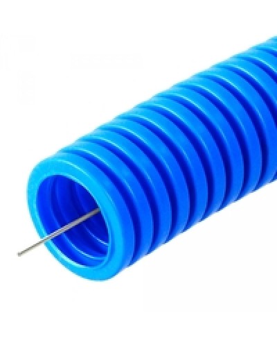 Труба гофрированная ПП тяжёлая 750 Н не распространяющая горение с/з синяя д25 (50м/2600м/ уп/пал) Промрукав PR02.0081 в Махачкале Труба гофрированная Pintop.ru