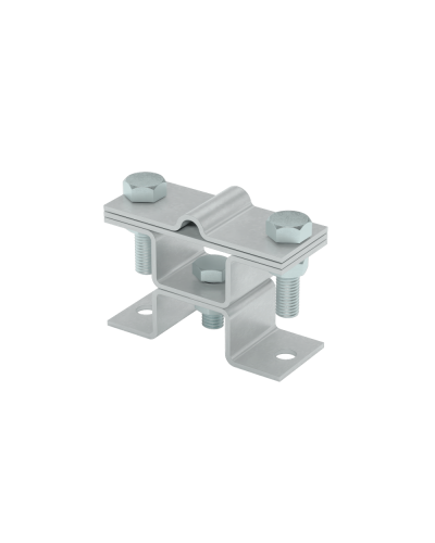 Универсальный держатель на мостовой опоре двойной для прутка Ø 5-8 мм и полосы до 40 мм с 2 пластинами TD КМ-профиль (XUDMO2-D5-8-B40 TD) в Махачкале Аксессуары для лотков Pintop.ru