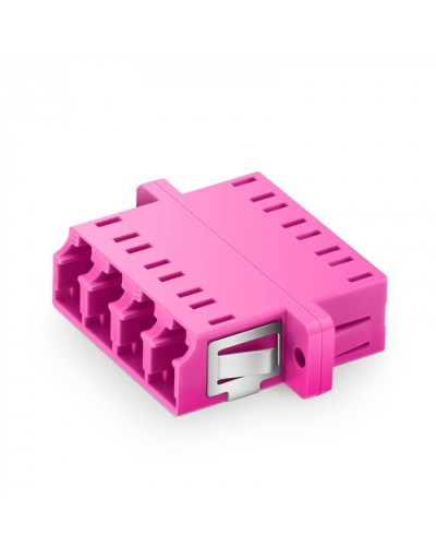 Оптический адаптер OM4, квадро LC, с фланцами, пурпурный Eurolan (36A-40-4L-02MG) в Махачкале Проходные адаптеры и розетки оптические Pintop.ru