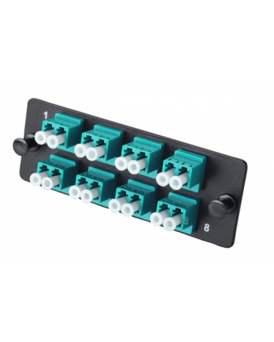 Комплект планка Q-SLOT с 8 адаптерами дуплекс LC OM3, монтажные шнуры, КДЗС Eurolan (38M-30-2L-08BL) в Махачкале Кроссы оптические Pintop.ru