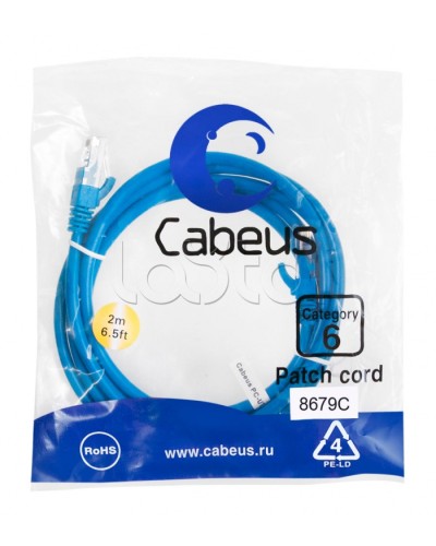 Патч-корд U/UTP Cabeus PC-UTP-RJ45-Cat.6-2m-BL-LSZH в Махачкале Патчкорды (медные) Pintop.ru