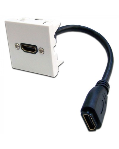 Вставка Mosaic 45x45 с адаптером HDMI с удлинителем, мама-мама, белая LANMASTER (LAN-SIP-23HDMI-WH) в Махачкале Проходные адаптеры и розетки оптические Pintop.ru