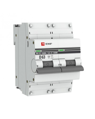 Автоматический выключатель 2P 63А (D) 10kA ВА 47-100M без теплового расцепителя EKF (mcb47100m-2-63D-pro) в Махачкале Электротехническое оборудование Pintop.ru