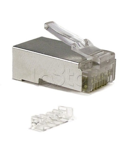 Коннектор RJ-45 под витую пару, категория 6 (50 µ/ 50 микродюймов), экранированный, универсальный (для одножильного и многожильного кабеля), со вставкой Cabeus 8P8C-SH-C6-TWP в Махачкале Коннекторы и разъемы Pintop.ru