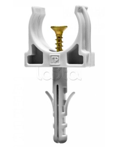 Крепеж-клипса с дюбелем и саморезом серая д20 (100шт/1200шт уп/кор) Промрукав (PR13.0216) в Махачкале Крепеж: Дюбели, шурупы, саморезы Pintop.ru