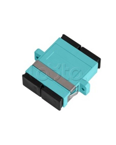 Адаптер NIKOMAX волоконно-оптический, соединительный, многомодовый, стандарта OM3, SC/UPC-SC/UPC, двойной, пластиковый, без шторки, с фланцами, аква, уп-ка 2шт. NIKOMAX (NMF-OA2M3-FN-SCU-SCU-AQ-2) в Махачкале Проходные адаптеры и розетки оптические Pint