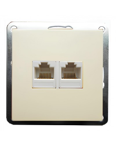 Розетка телефонная двойная 2хRJ-11 с накладкой (бежевый) LK60 (865601) в Махачкале Розетки компьютерные и телефонные Pintop.ru